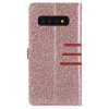 Samsung Galaxy S10 Plånboksfodral Glitter Röda Ränder Roseguld