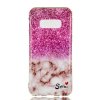 Samsung Galaxy S10E Skal TPU Motiv Rosa Glitter Vit Marmor