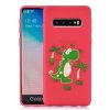 Samsung Galaxy S10 Skal med Strap TPU Motiv Dinosaurie Röd