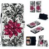 iPhone X/Xs Plånboksfodral Kortfack Motiv Röd Blomma och Svart Lacemönster