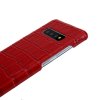 Samsung Galaxy S10 Skal Äkta Läder Krokodilmönster Röd