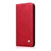 iPhone 11 Pro Max Plånboksfodral Retro Lädertextur Sömnad Röd