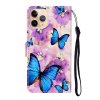 iPhone 12 Mini Fodral Motiv Blåa Fjärilar och Lila Blommor