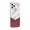 iPhone 12/iPhone 12 Pro Skal Marmor Rött Glitter Vit