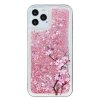 iPhone 12 Mini Skal Glitter Motiv Rosa Blomma