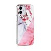 iPhone 12 Mini Skal Marmor Rosa Blommor