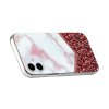 iPhone 12 Mini Skal Marmor Rött Glitter Vit