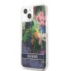 iPhone 13 Mini Skal Liquid Glitter Flower Pattern Blå