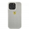 iPhone 13 Pro Max Skal Real Carbon Metal Logo Silver