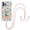 iPhone 13 Pro Skal Blommönster Strap Grön Gardenia