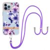 iPhone 13 Pro Skal Blommönster Strap Lila Begonia