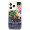 iPhone 13 Pro Skal Liquid Glitter Flower Pattern Blå