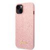 iPhone 14 Plus Skal Glitter Flakes Metal Logo Rosa