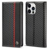 iPhone 14 Pro Max Fodral Kolfibertextur Röd Stripe Vertical
