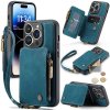 iPhone 14 Pro Max Skal C20 Kortfack Dragkedja Petrol