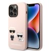 iPhone 14 Pro Max Skal Liquid Silicone Karl & Choupette MagSafe Rosa
