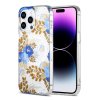 iPhone 15 Pro Max Skal Blommönster MagSafe Blå Guld