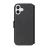 iPhone 16 Fodral Äkta läder Kortfack Svart
