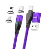 Kabel 6-in-1 USB-A/USB-C till Lightning/Micro USB/USB-C 100W 1m Lila