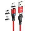 Kabel 6-in-1 USB-A/USB-C till Lightning/Micro USB/USB-C 100W 2m Röd