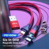 Kabel 6-in-1 USB-A/USB-C til Lightning/Micro USB/USB-C 100W 2m Rød
