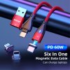 Kabel 6-in-1 USB-A/USB-C till Lightning/Micro USB/USB-C 60W 2m Lila
