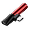L41 USB Type-C till USB Type-C och 3.5mm Ljud Ut Svart Röd