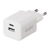 Laddare 20W Dubbel USB-C/USB-A GaN Vit