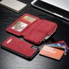 Mobilplånbok Flip till iPhone Xs Max Splittläder Löstagbart Skal Blixtlås Röd
