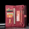 Mobilplånbok Folio till iPhone Xs Max Splittläder Löstagbart Skal Blixtlås Röd