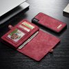 Mobilplånbok Folio till iPhone Xs Max Splittläder Löstagbart Skal Blixtlås Röd