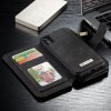 Mobilplånbok till iPhone Xs Splittläder TPU Löstagbart Kortfack Skal Svart