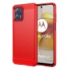 Motorola Moto G73 5G Skal Borstad Kolfibertextur Röd