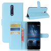 Nokia 8 Plånboksfodral PU-läder Litchi Ljusblå