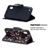 Samsung Galaxy A10 Plånboksfodral Kortfack Motiv Rosa Blomster på Svart