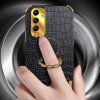 Samsung Galaxy A14 Skal Krokodilmönster Finger Ring Svart