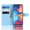 Samsung Galaxy A20E Plånboksfodral Litchi PU-läder Blå