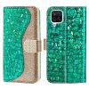 Samsung Galaxy A22 4G Fodral Krokodilmönster Glitter Grön