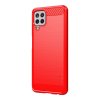 Samsung Galaxy A22 4G Skal Borstad Kolfibertextur Röd
