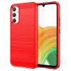 Samsung Galaxy A34 5G Skal Borstad Kolfibertextur Röd