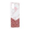 Samsung Galaxy A41 Skal Motiv Rosa Glitter Vit Marmor