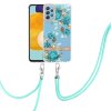 Samsung Galaxy A52/A52s 5G Skal Blommönster med Strap Blå Ros