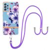 Samsung Galaxy A52/A52s 5G Skal Blommönster med Strap Lila Begonia