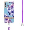 Samsung Galaxy A52/A52s 5G Skal Blommönster med Strap Lila Begonia
