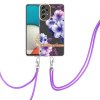 Samsung Galaxy A53 5G Skal Blommönster med Strap Lila Begonia