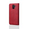 Samsung Galaxy A6 2018 Mobilfodral Retro Lädertextur Sömnad Röd