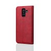 Samsung Galaxy A6 Plus 2018 Mobilfodral Retro Lädertextur Sömnad Röd