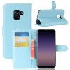 Samsung Galaxy A8 2018 Plånboksfodral PU-läder Litchi Ljusblå