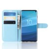Samsung Galaxy S10 Mobilplånbok Litchi PU-läder Blå