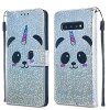 Samsung Galaxy S10 Plånboksfodral Glitter Motiv Panda